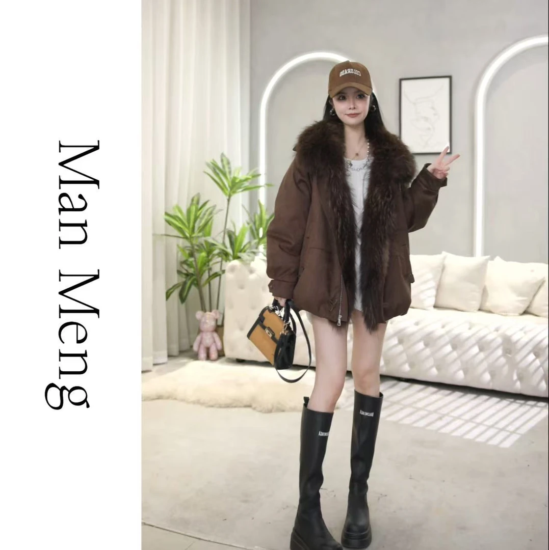 【漫萌】25年时尚高端貉子毛鹅绒皮草外套1365-539