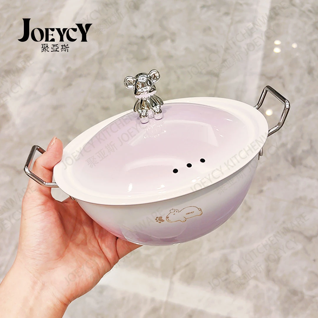 渐变紫不锈钢宵夜辅食锅泡面碗一人食【可电磁炉请勿明火电陶炉】