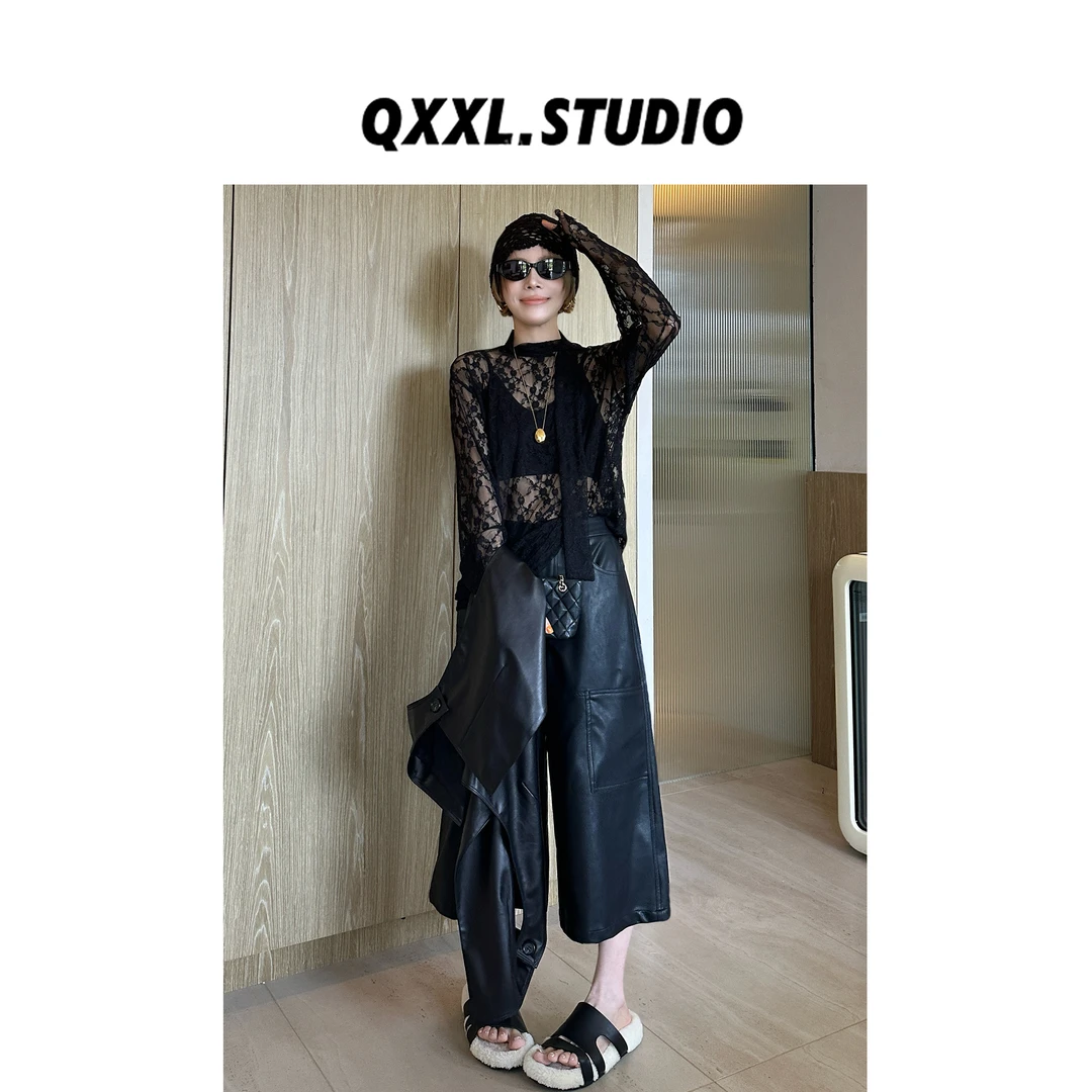 邱小小丽呀 早秋蕾丝飘带镂空打底衫女百搭修身甜美设计感上衣