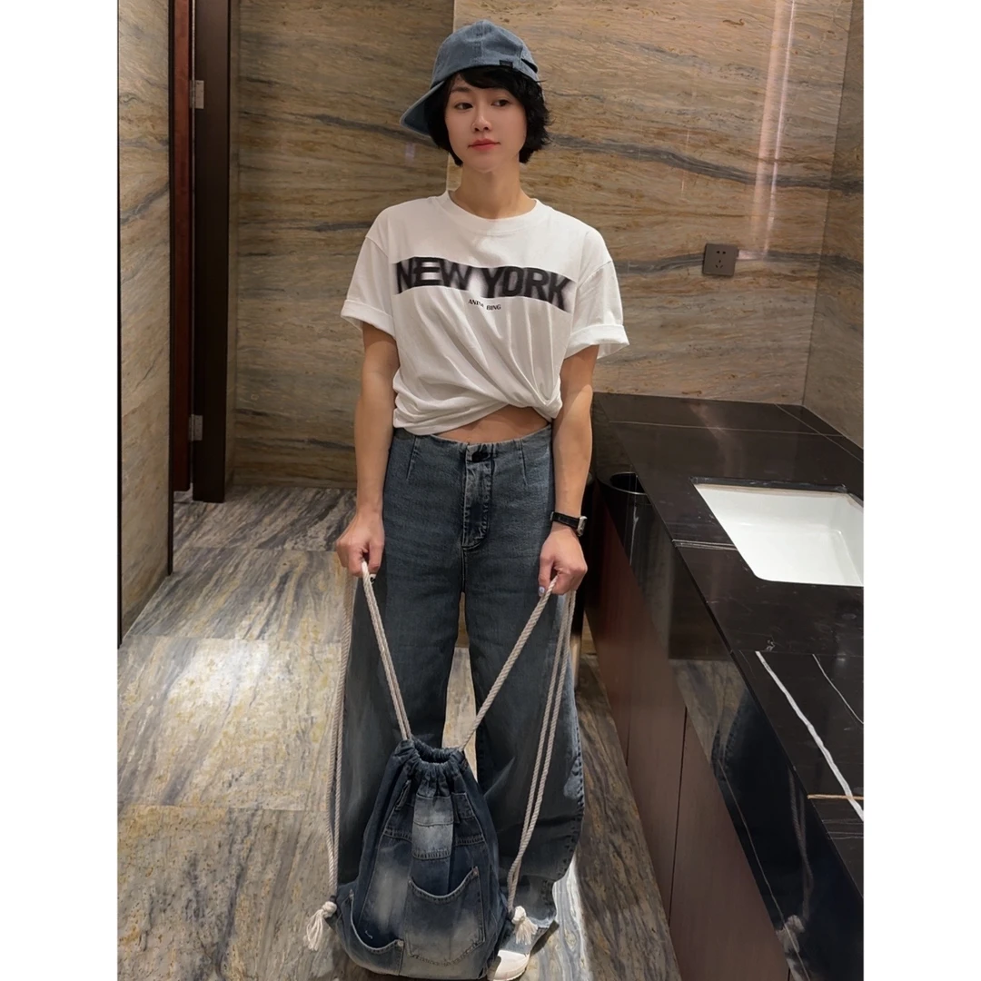 白色字母T恤女时尚夏季显瘦休闲设计感小众圆领上衣百搭高街男女