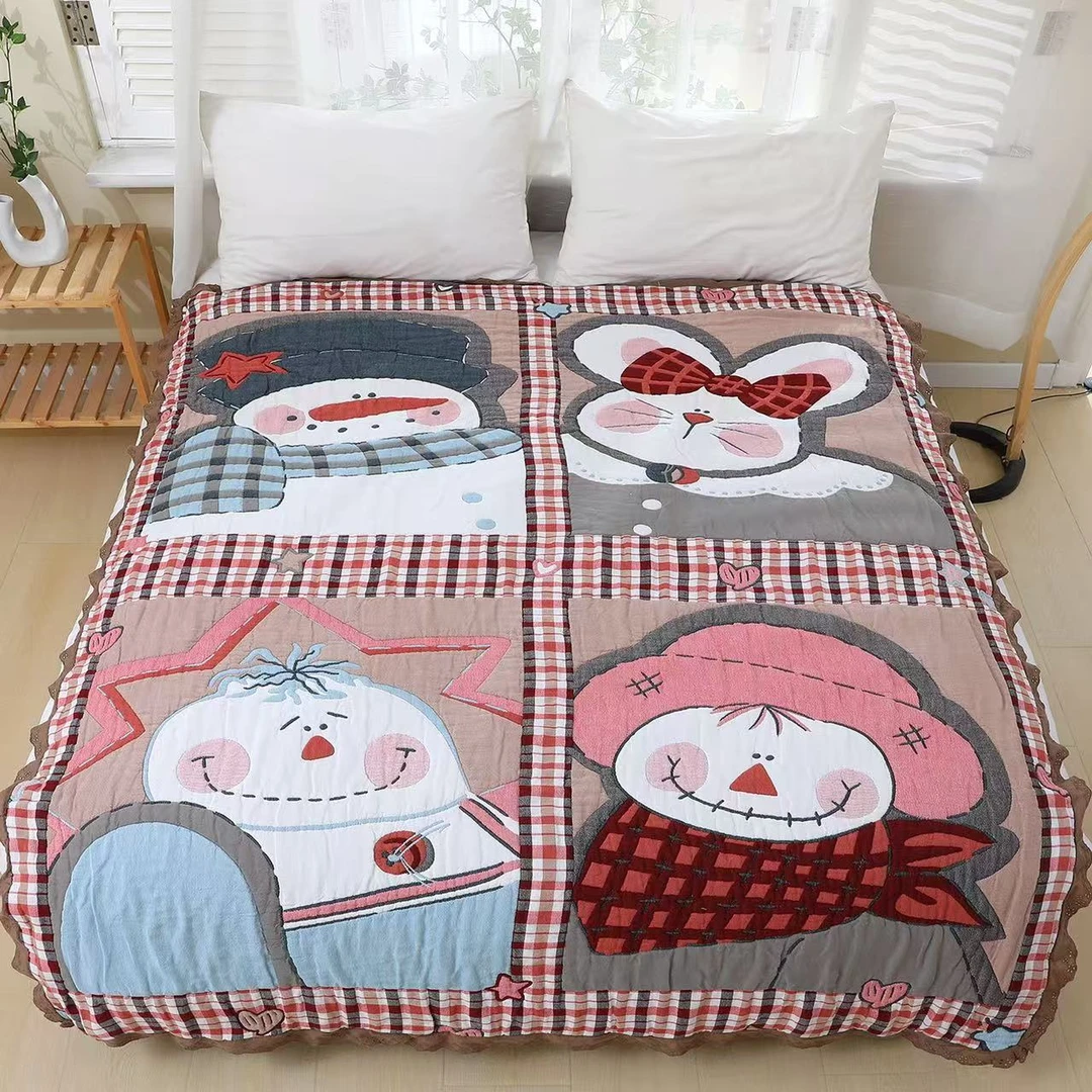 【拼接雪人】150*200cm柔软亲肤多功能纱布泡芙被