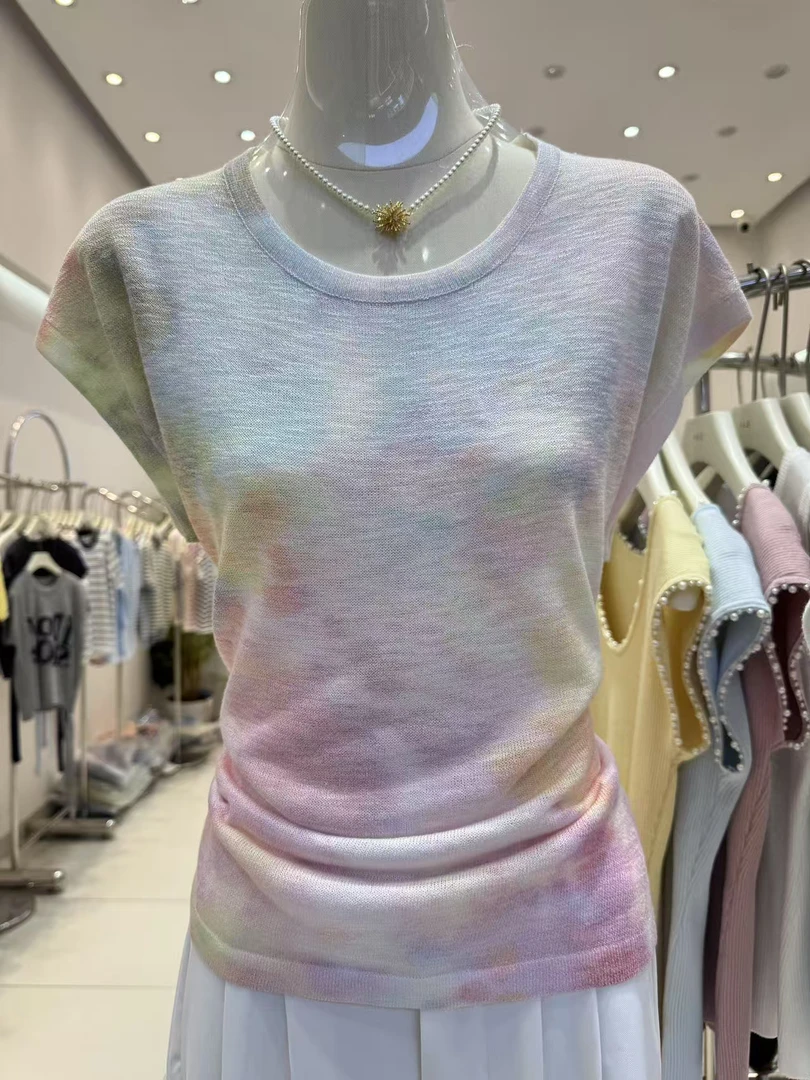 新疆包邮【Z720】彩色晕染针织小衫-衣长59