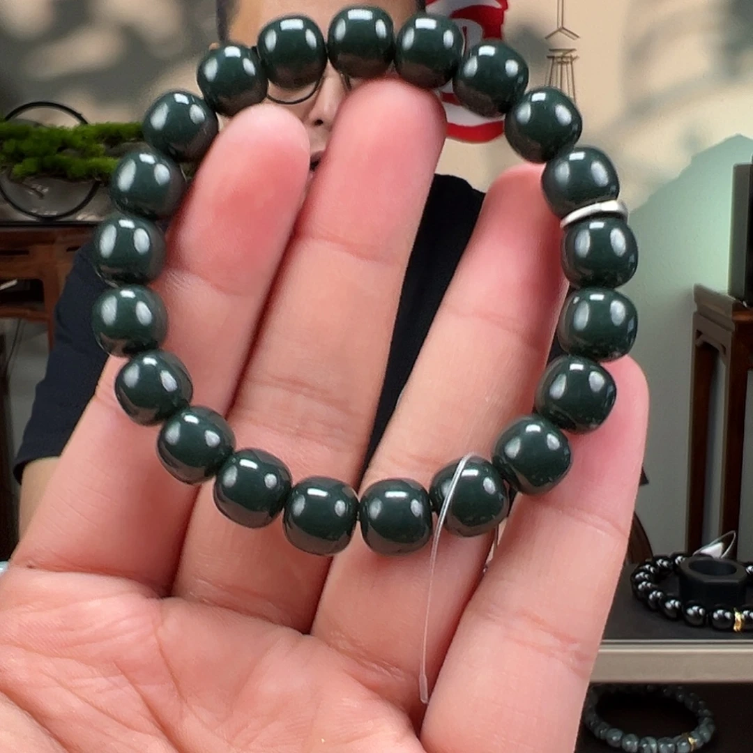 和田玉未镶嵌手链卡10mm青玉