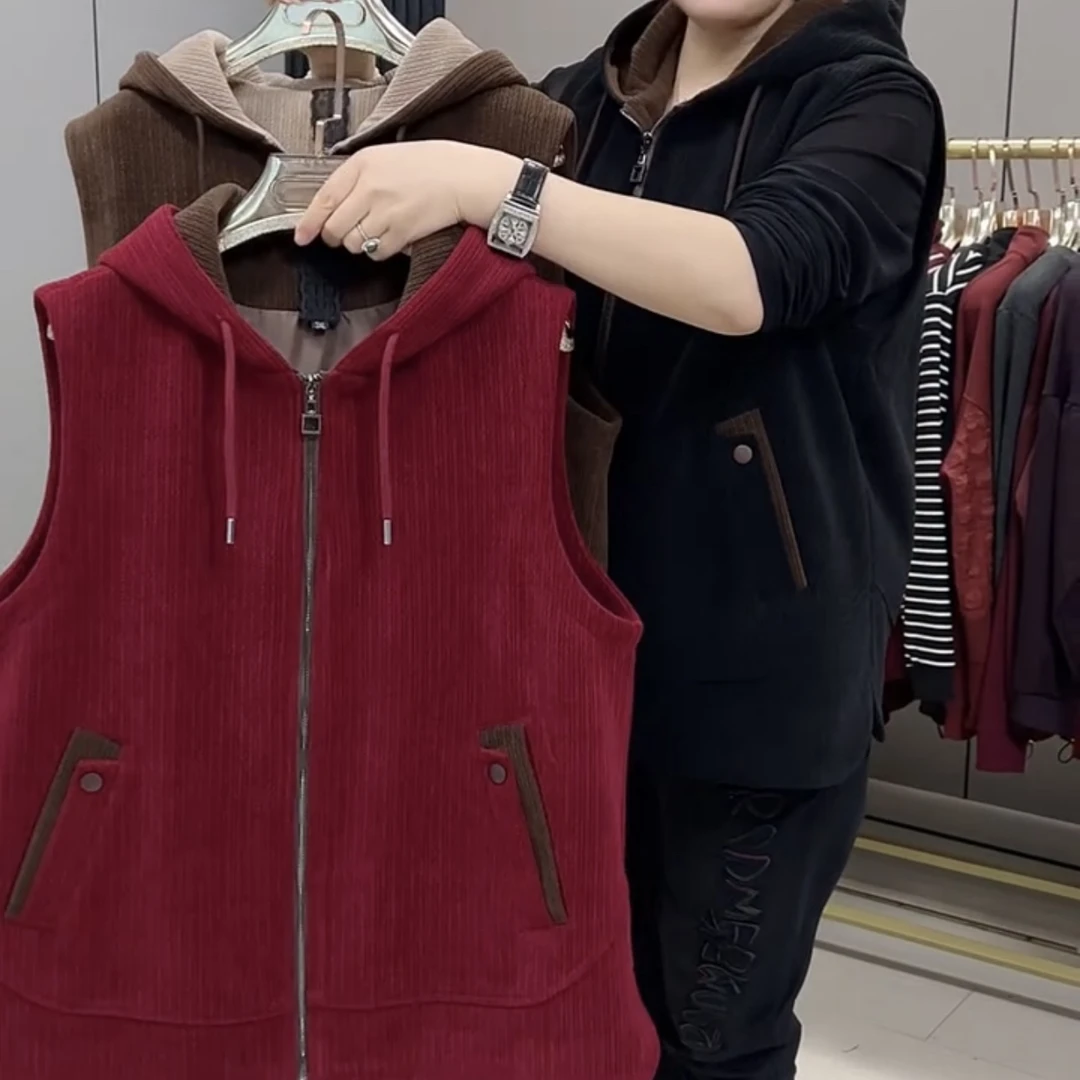 3626款大码时尚休闲百搭运动好穿拉链连帽马甲