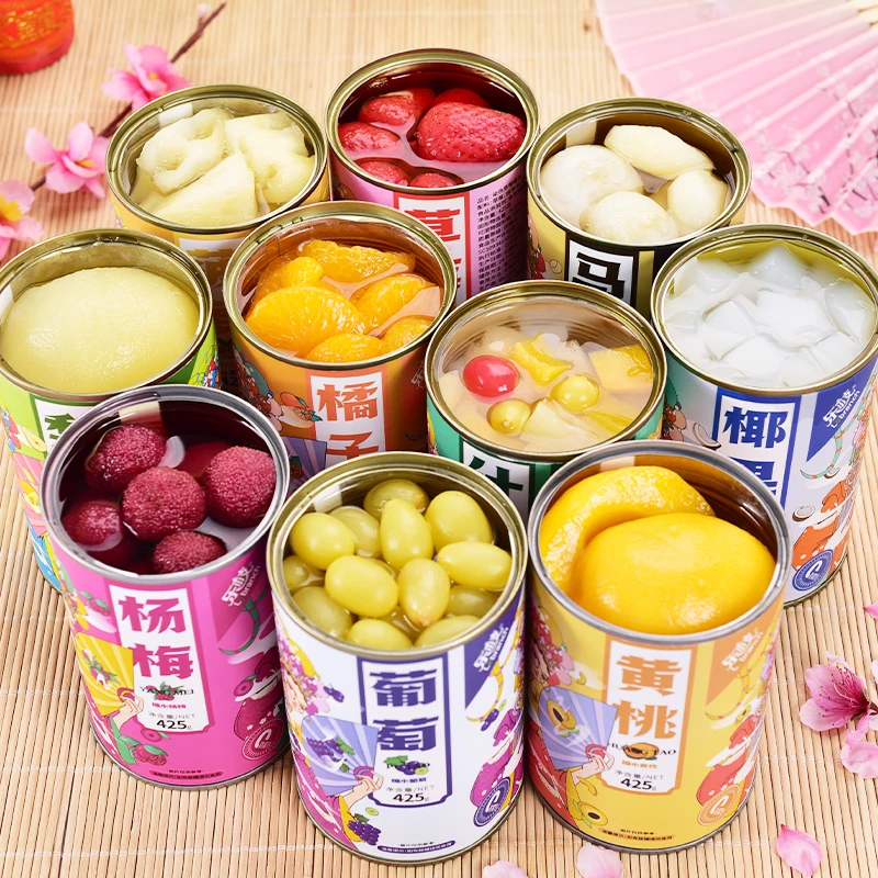 新鲜黄桃罐头橘子菠萝草莓杨梅椰果葡萄梨马蹄混合装正品整箱夜宵