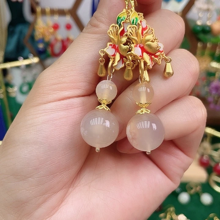 合金耳饰玛瑙/玉髓