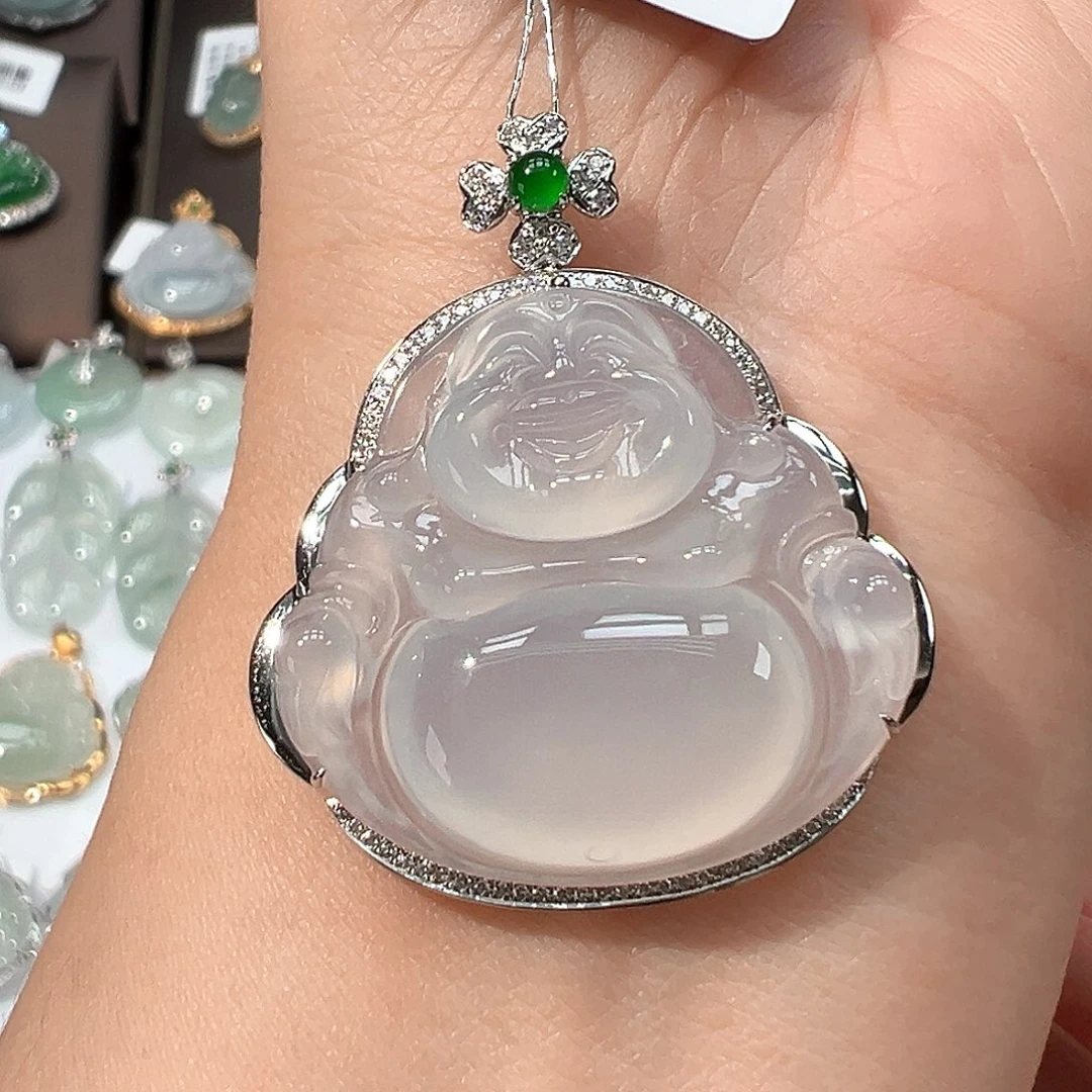 翡翠18K金镶嵌吊坠(不含链)佛公