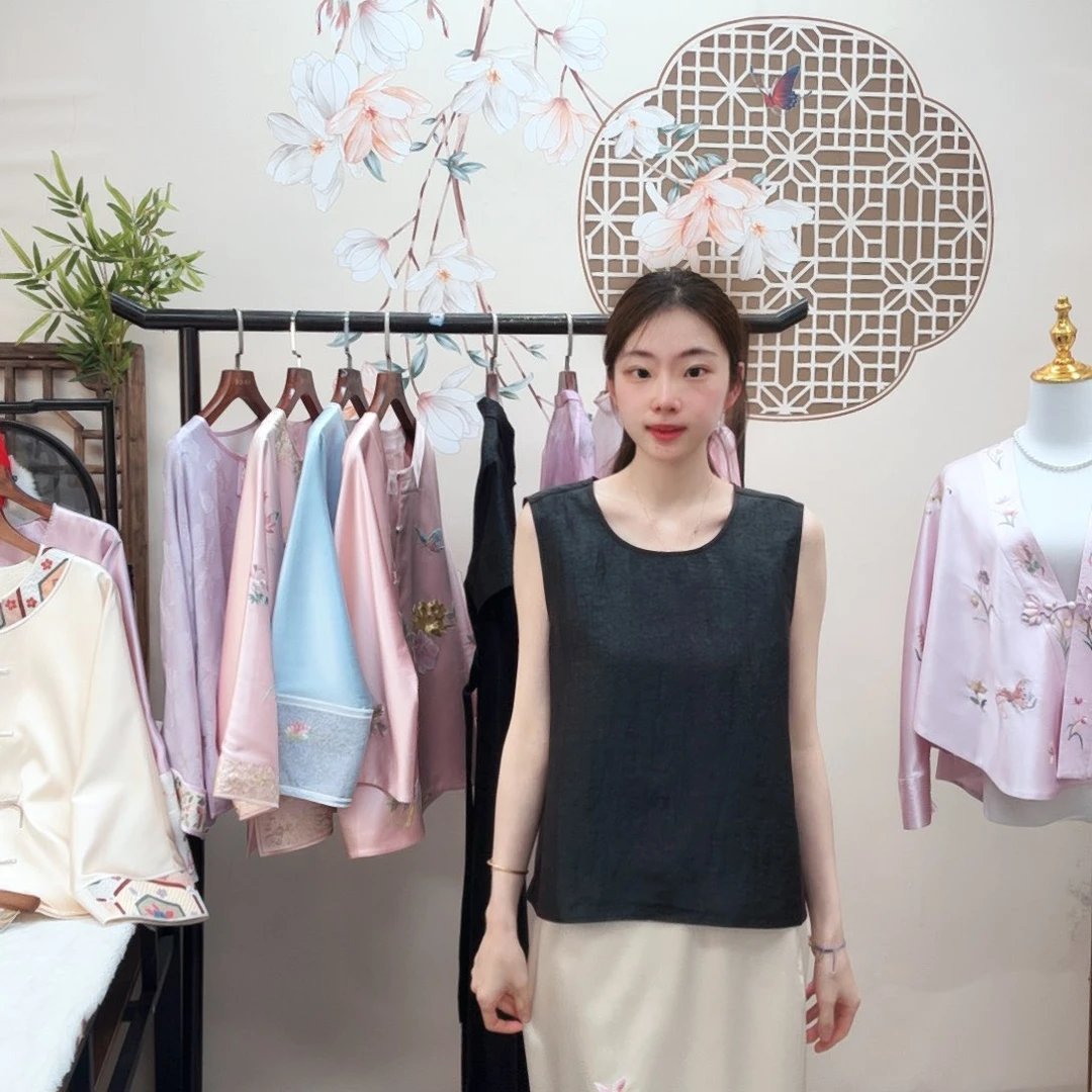 织绣真丝香槟色 紫藤花半裙