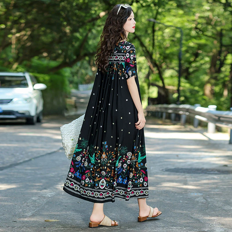 2025新款高端棉绸连衣裙夏季大码女装宽松漂亮胖mm孕妇睡裙可外穿