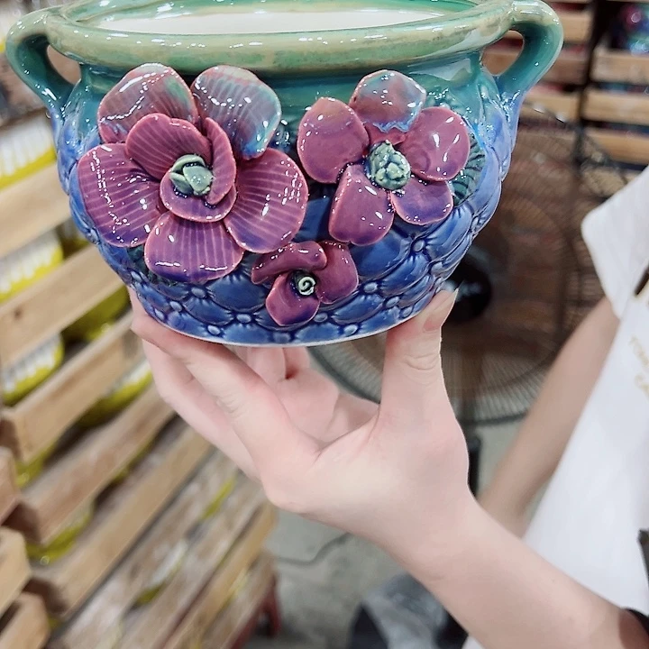 有孔，凑单福利满10元发货陶瓷多肉花盆！
