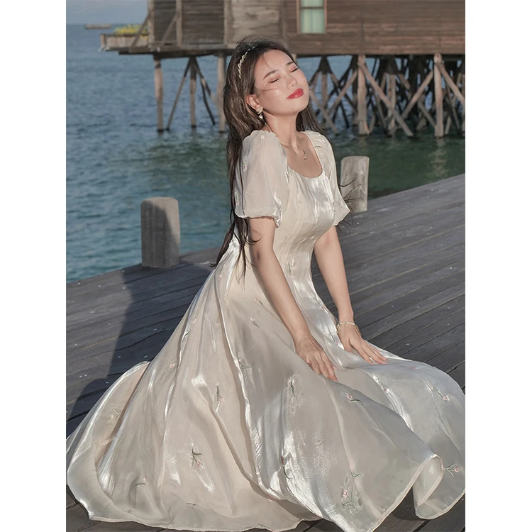 ERINA姨太太原创微胖【流光花雾】少女法式浪漫显瘦连衣裙女装