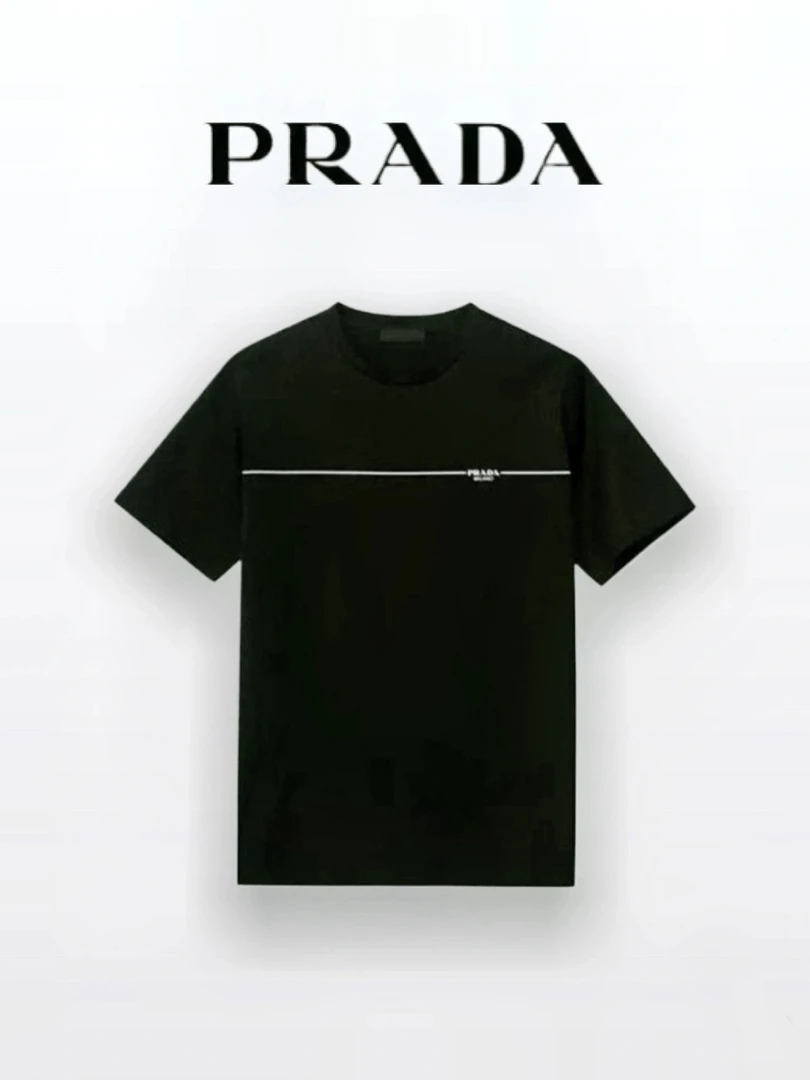 PRADA线条印花短袖/99新/工价普拉达短袖t恤男装男