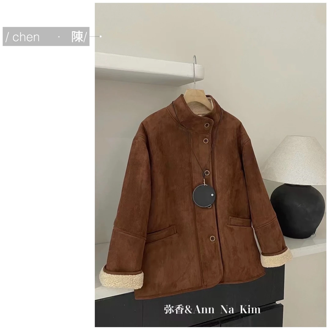 chen·陳新款 单排扣 保暖皮毛一体外套