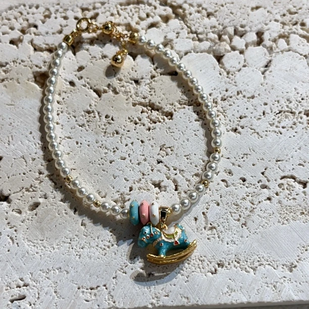 非金属亚克力手链 N980蓝色滴油小马手链