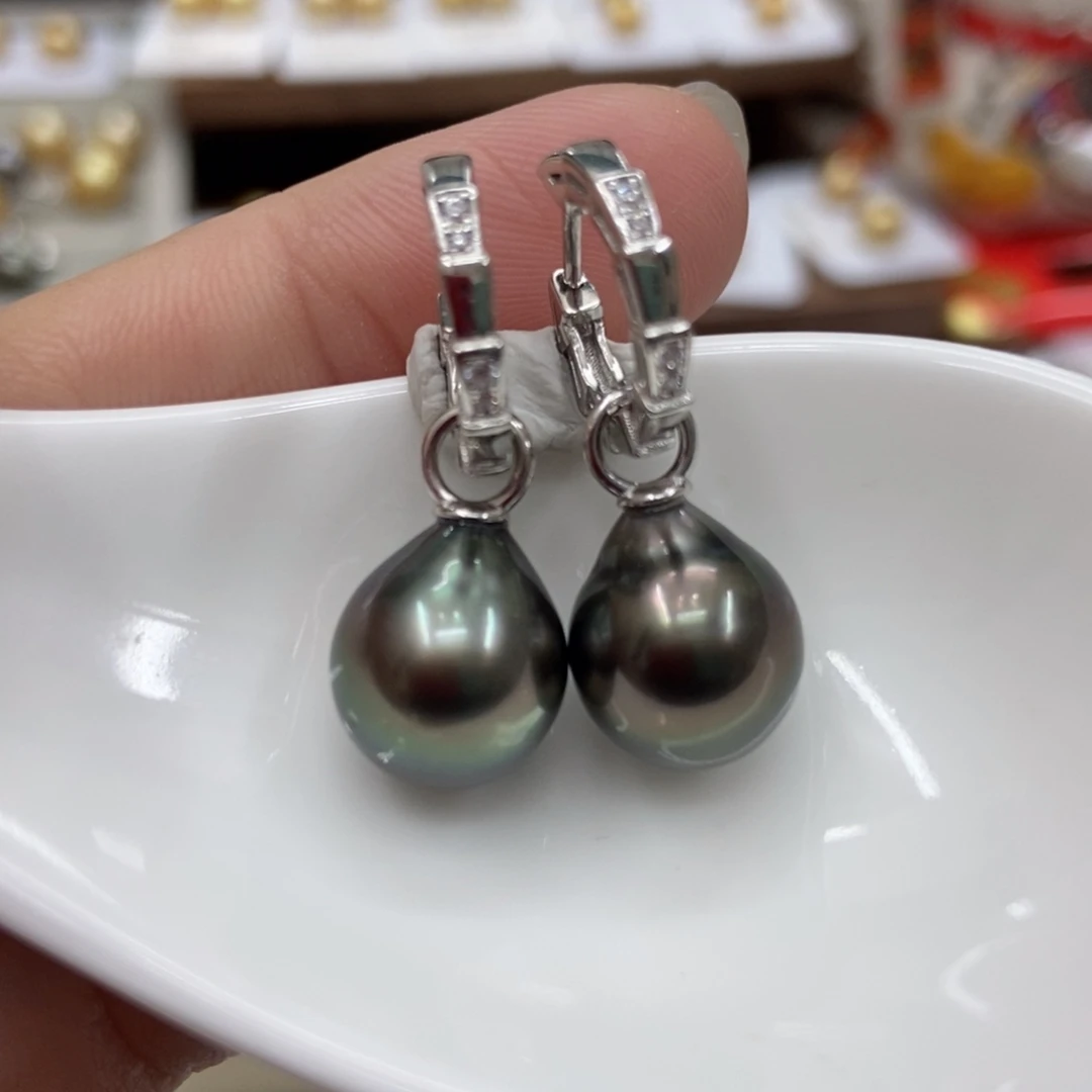 银S925镶嵌海水珍珠耳饰