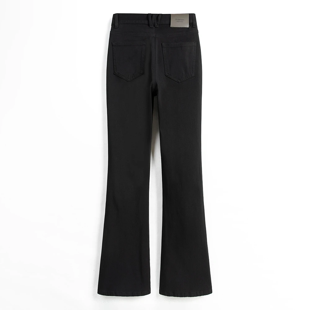 百搭天裁长腿裤/秋季新款微喇牛仔裤女高腰低腰显瘦黑色喇叭裤