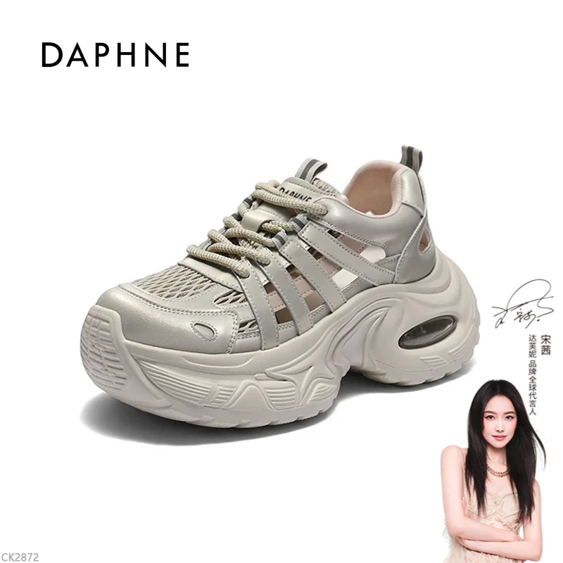 达芙妮老爹鞋2025夏季新款透气减震防滑增高网面镂空运动休闲鞋L