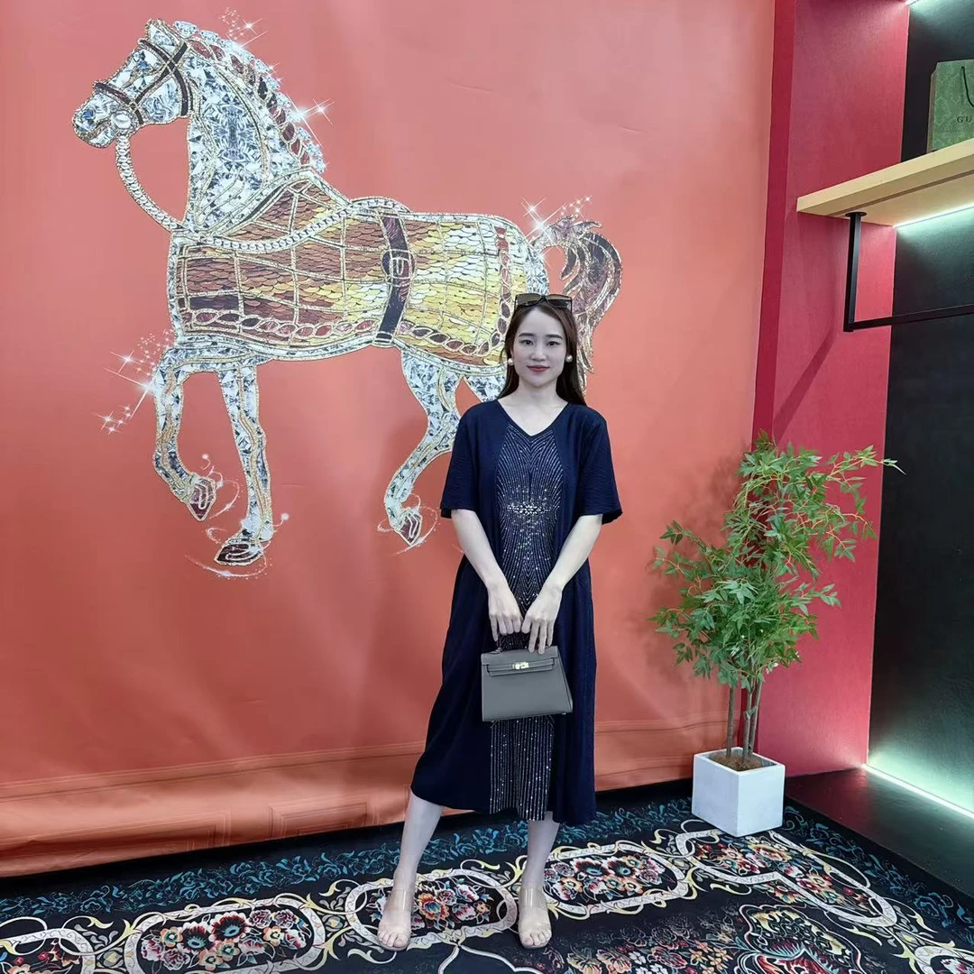 502 多金大码气质减龄长款A字裙子夏季新款女装设计感连衣裙女