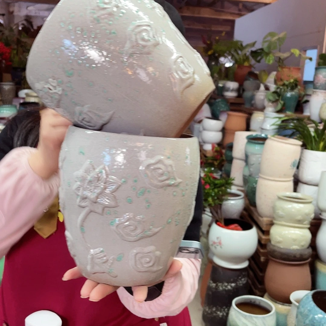 紫砂花盆高度19口径17