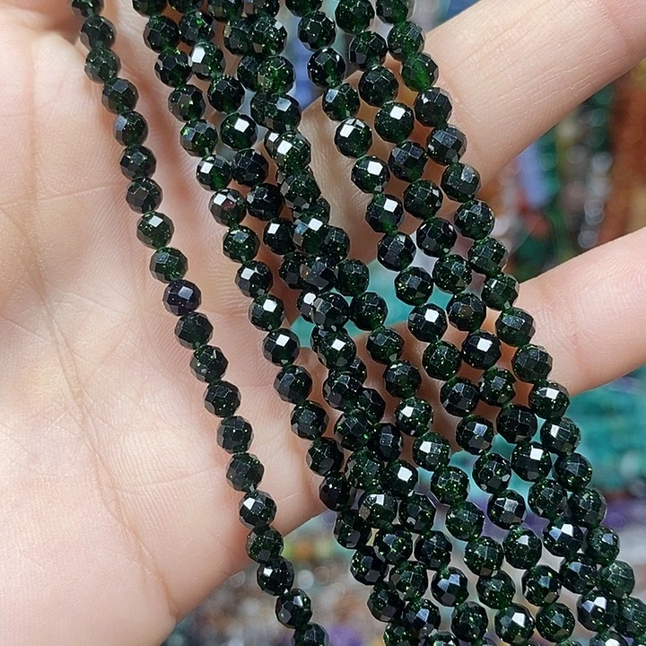 玛瑙/玉髓未镶嵌珠宝半成品绿沙切面卡3.9mm（2条）