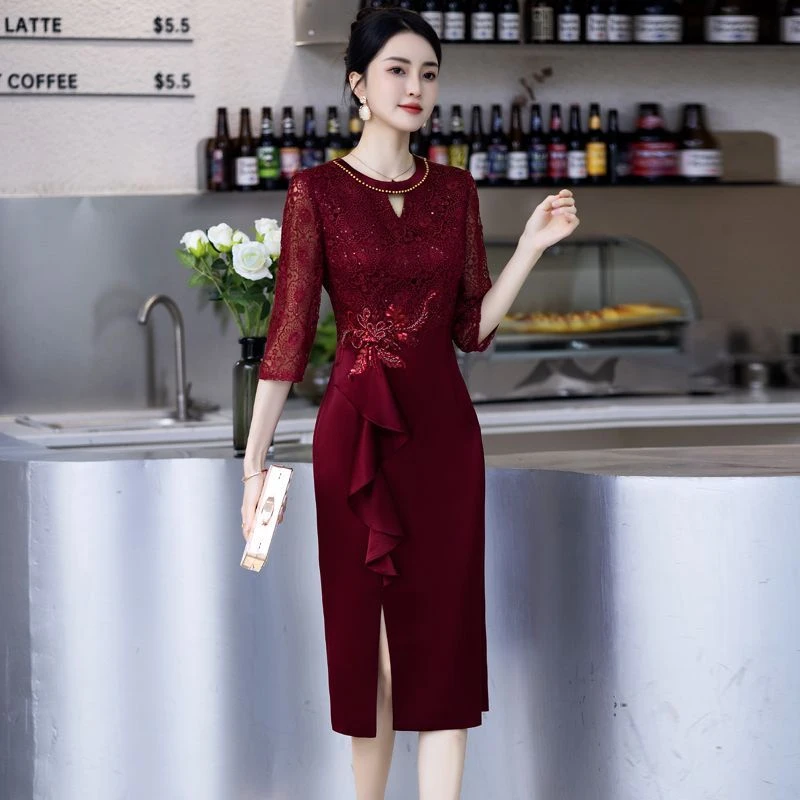 高端喜婆婆婚宴装旗袍年轻小个子妈妈参加婚礼礼服裙高贵洋气时尚