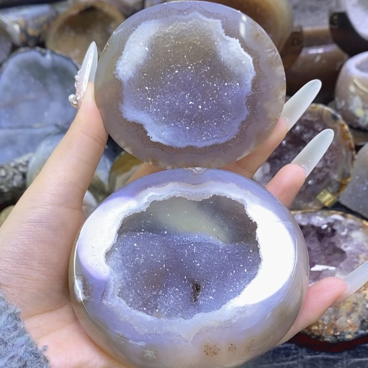 未镶嵌珠宝半成品水晶蓝软雪景盆