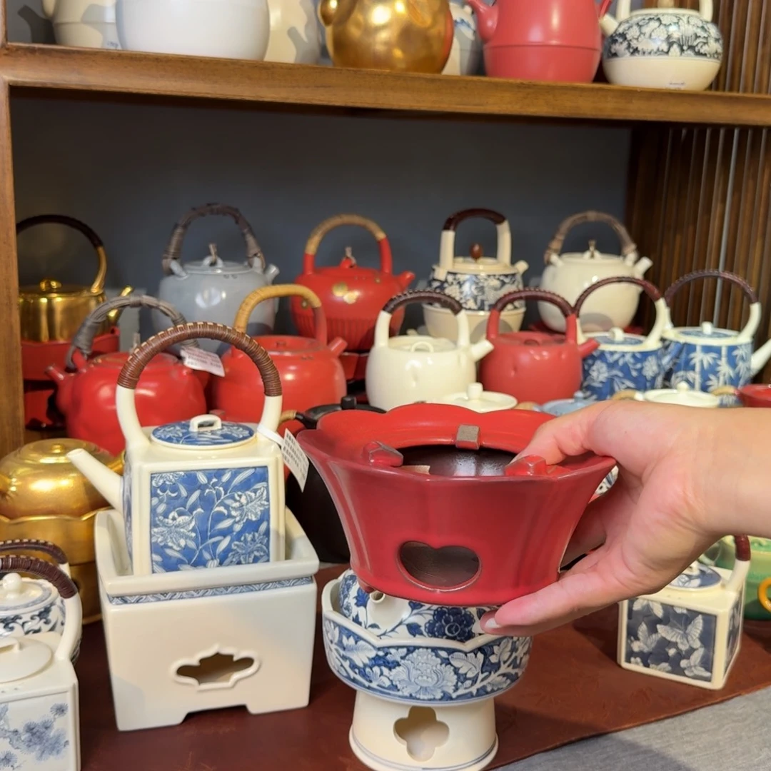 A***a钢化玻璃梵山堂陶壶花口酒精炉红