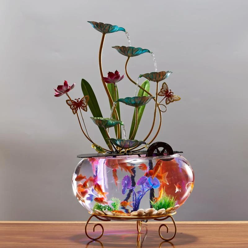 特大号高档创意流水鱼缸客厅装饰循环水办公室装饰开业搬家礼物