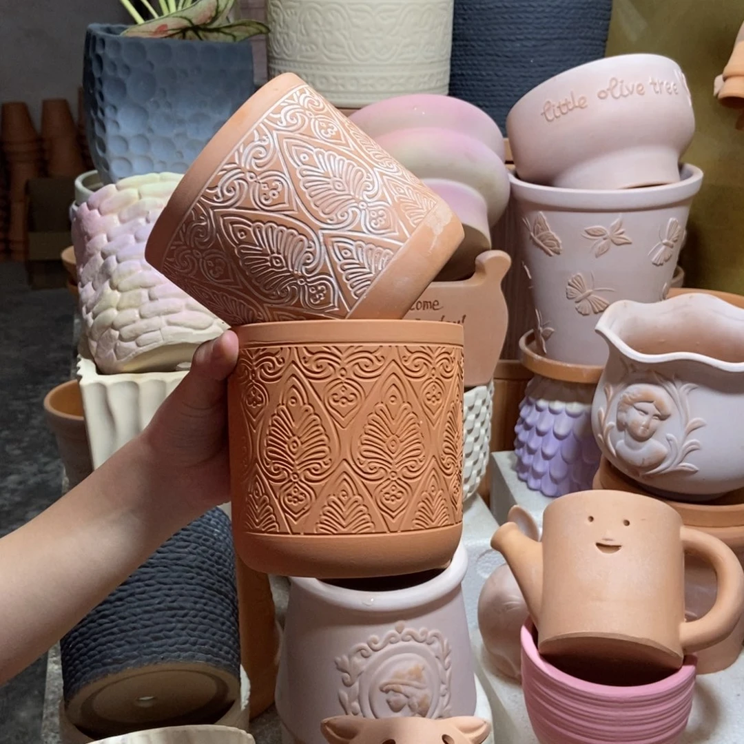 12×12几何直筒复古+红陶2个