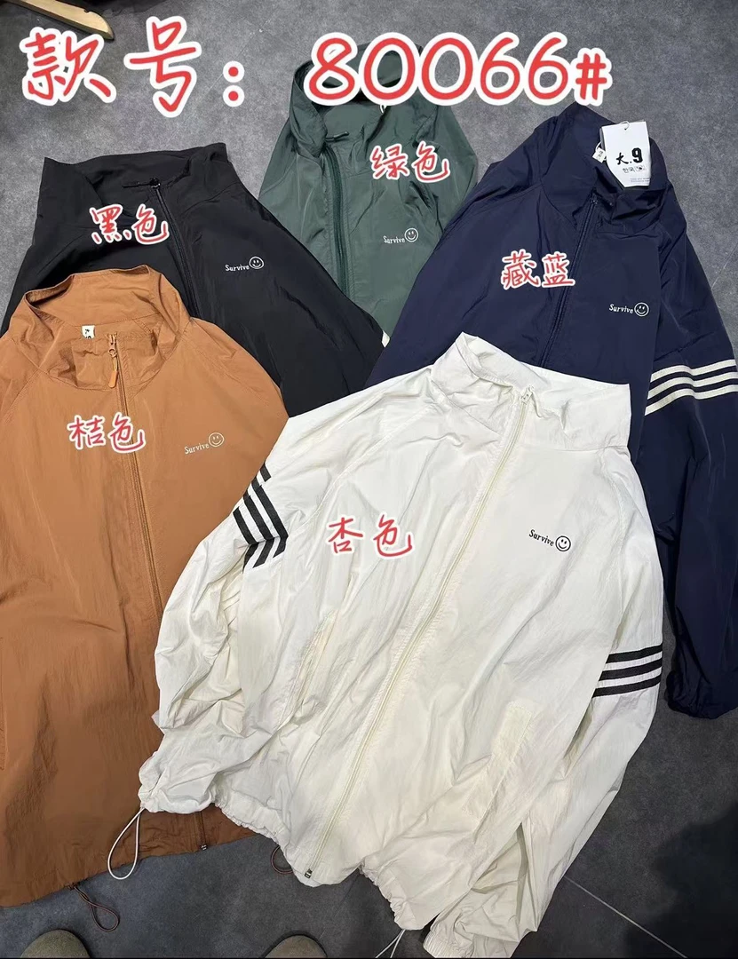 娜样美家 精选杠条刺绣笑脸大九家超薄冲锋衣防晒大版外套80066