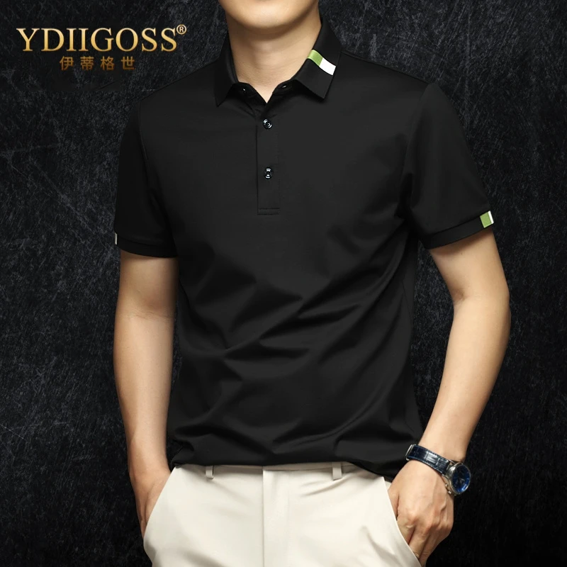 YDIIGOSS男士运动POLO衫夏季商务休闲短袖丝光棉半袖T恤装跑步