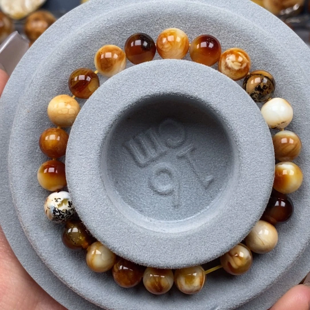 琥珀未镶嵌耳饰多宝手串