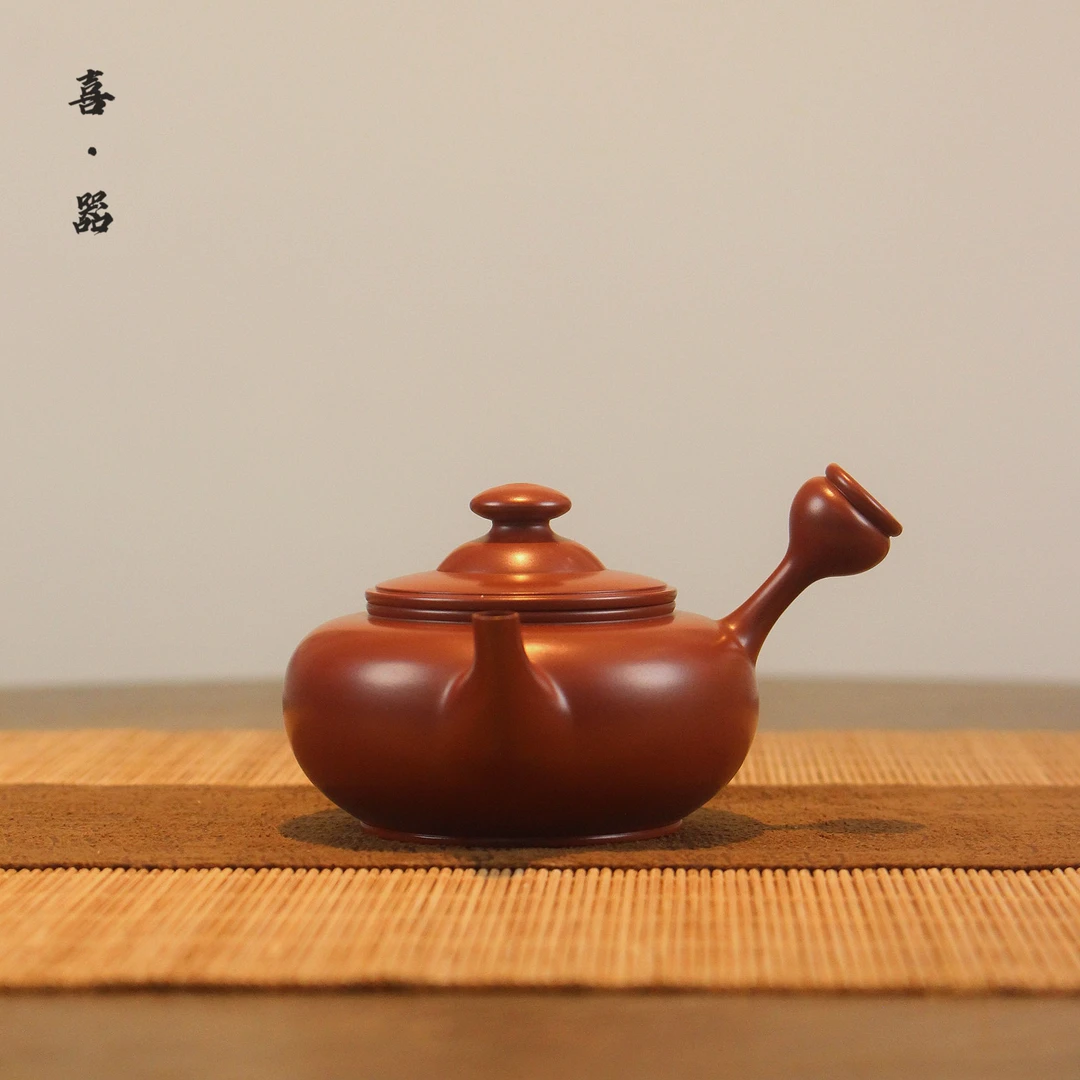 喜器老安顺章广鑫红泥泥壶侧把壶全手工潮州手拉壶急需泡茶壶茶具