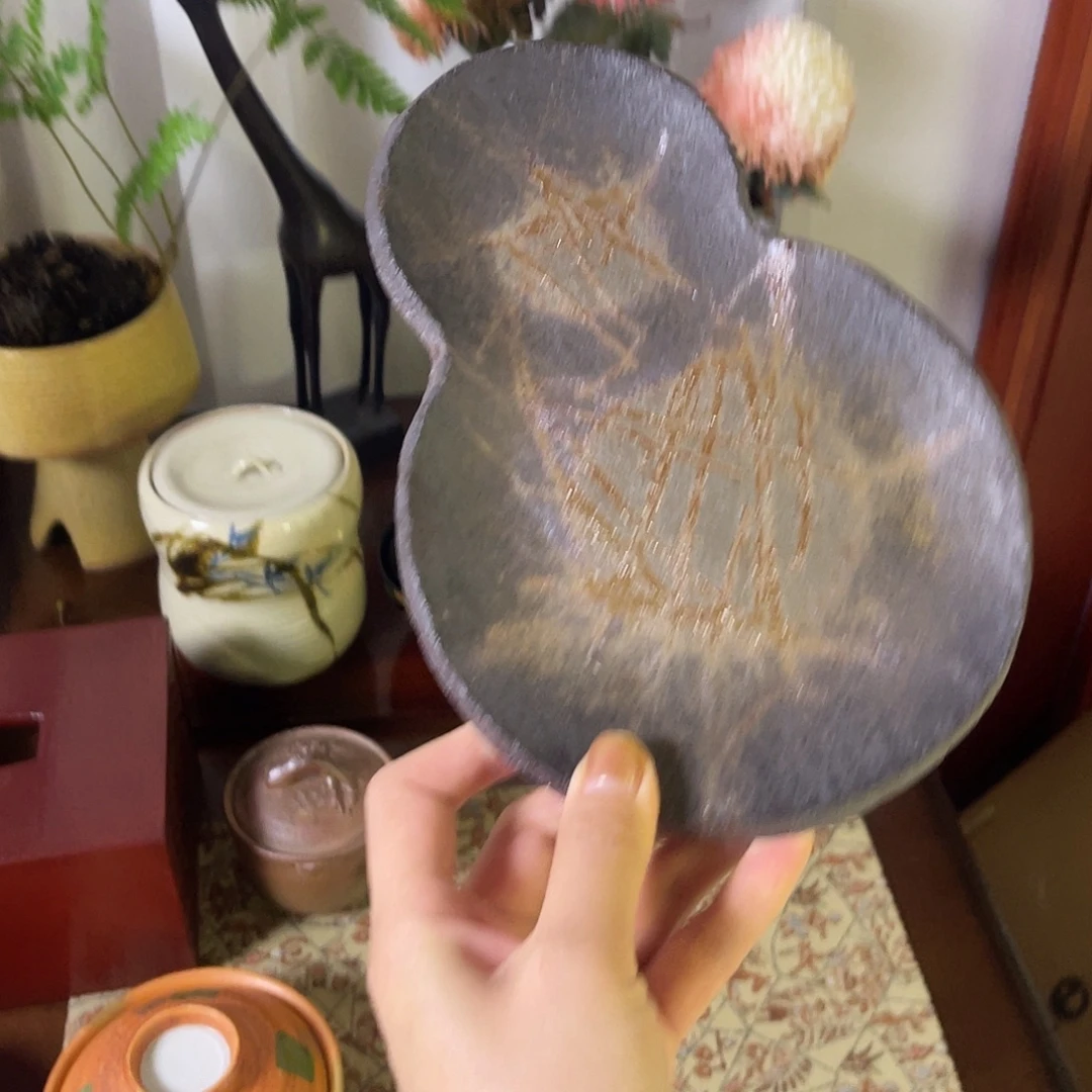 瓷片备前烧葫芦形盘子37
