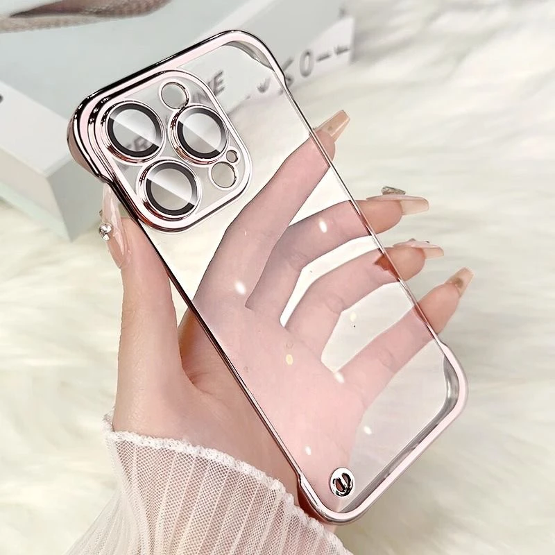 新款无边框苹果15ProMax超薄手机壳iPhone14透明13带镜头膜12情侣