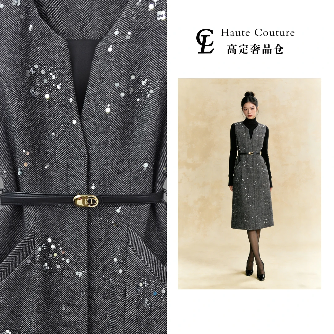 Larmoli2441灰色女秋冬2025新款裙子连衣裙