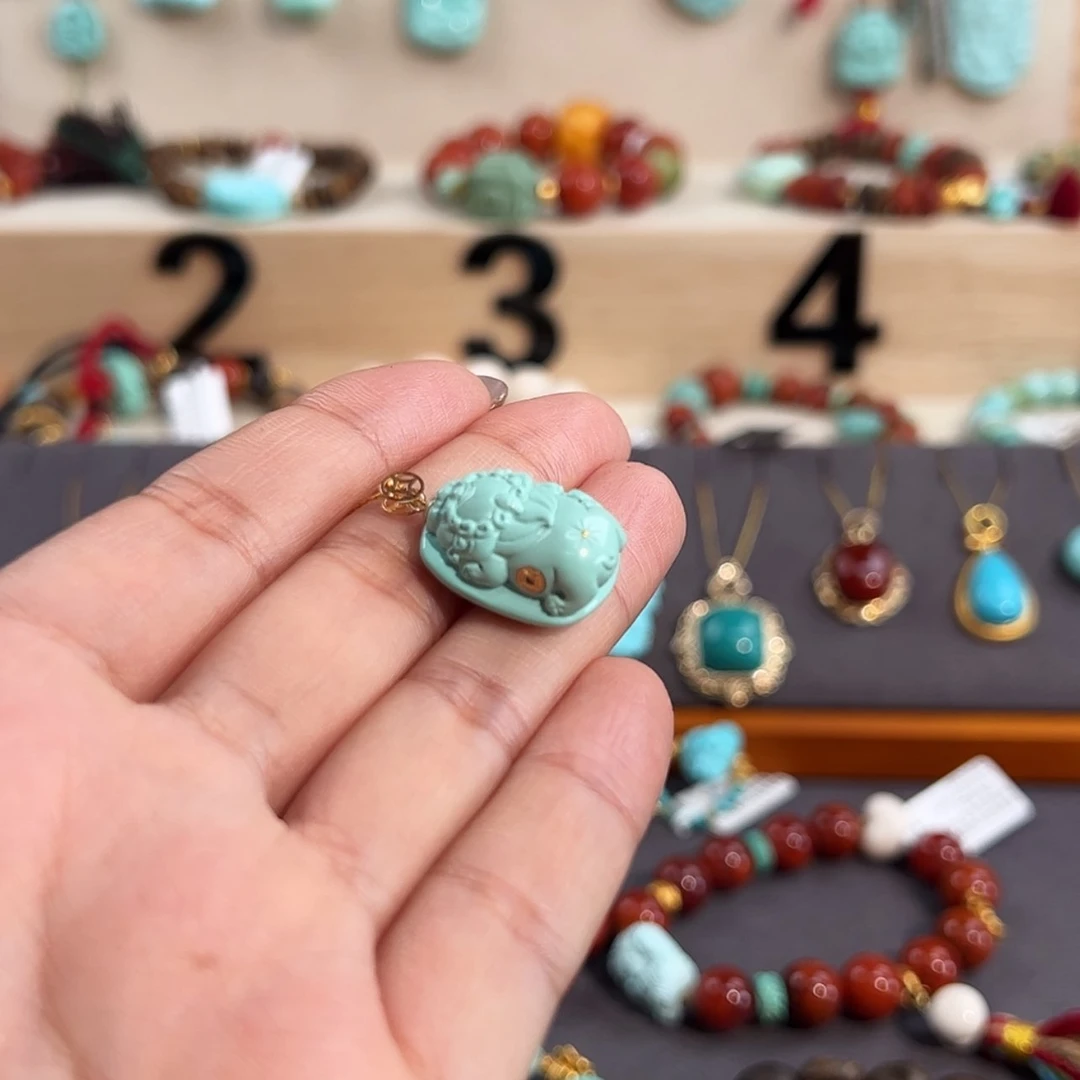 【闪购商品】18K金镶嵌绿松石吊坠(不含链)貔貅吊坠