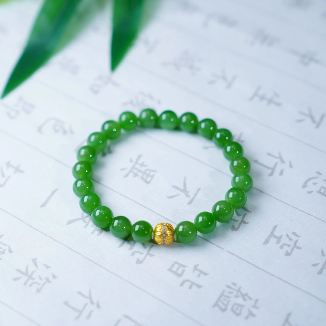 【泽云珠宝】s925和田玉碧玉手串