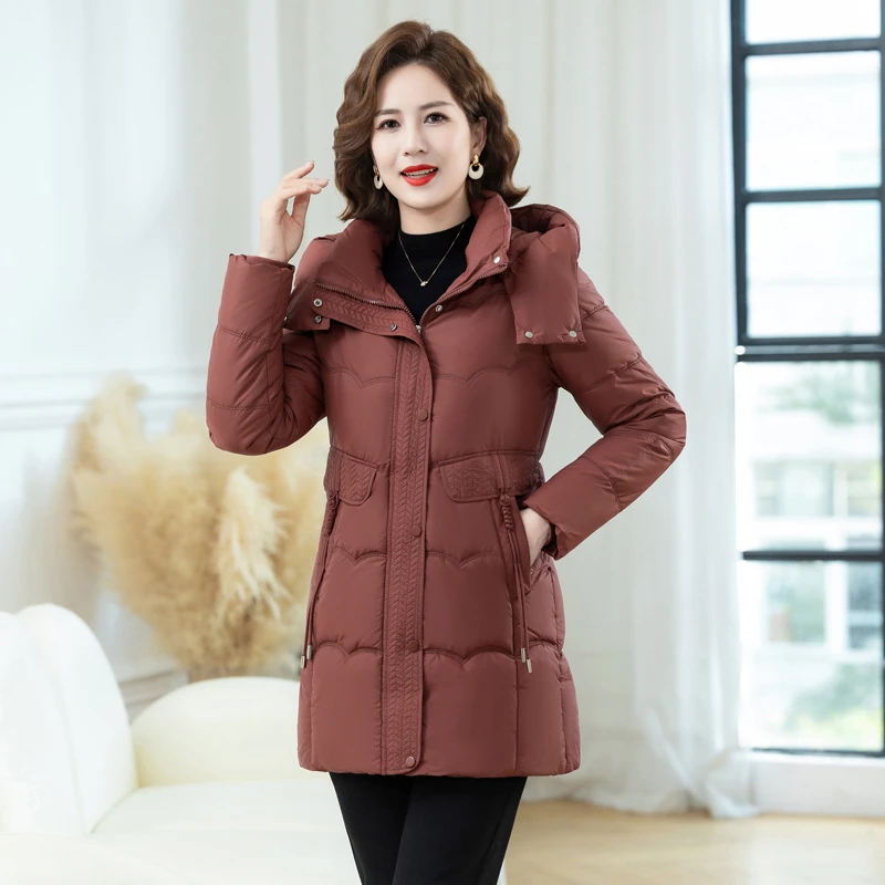 中年洋气妈妈装厚款棉服女加肥加大码200斤中长款棉衣冬季棉袄