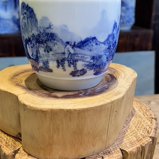 精工青花山水主人杯杯