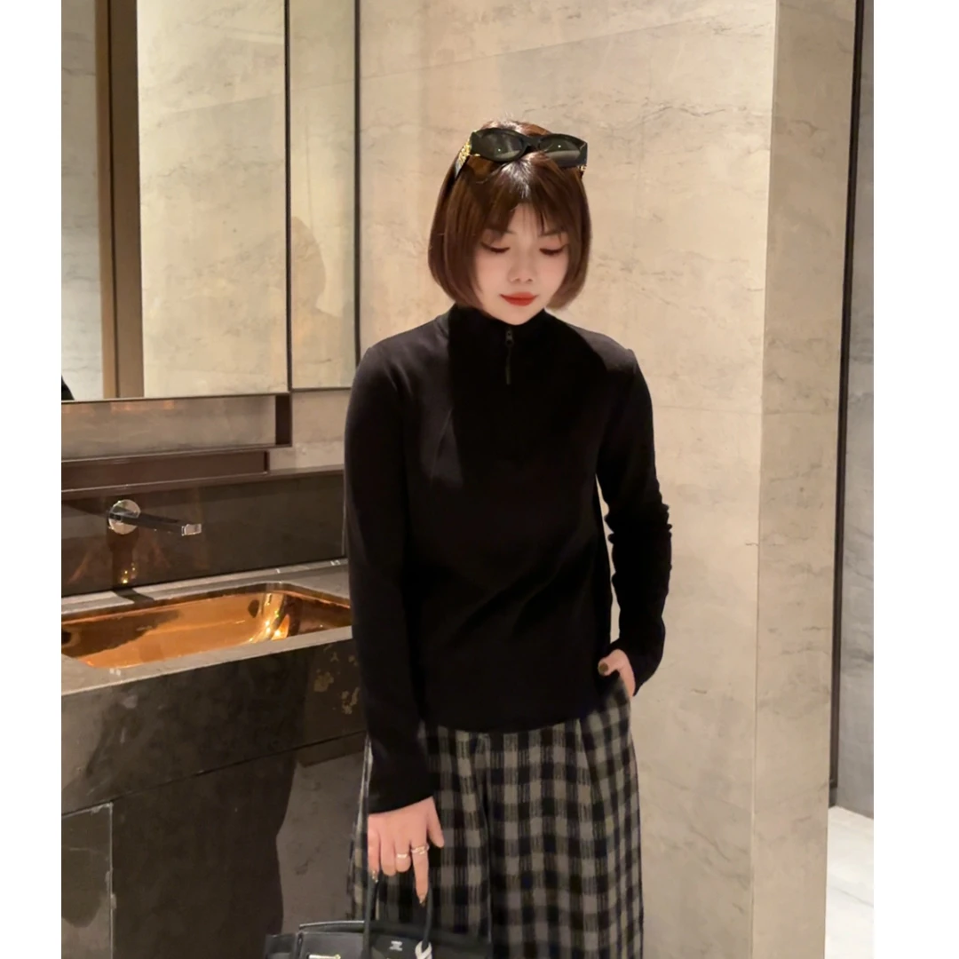 MY【半开拉链】冬季新款韩系时尚休闲半高领上衣半开拉链双面绒卫衣