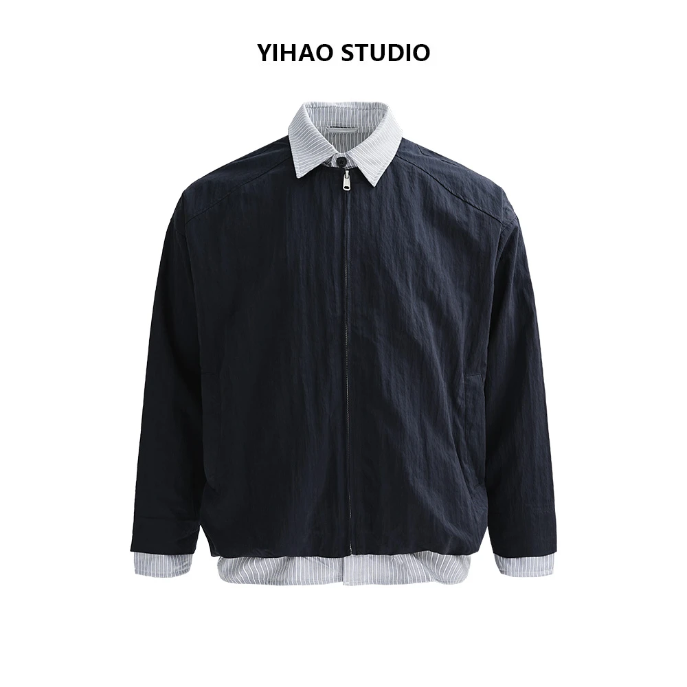YIHAO STUDIO秋季男款假两件夹克时尚轻奢高级休闲外套