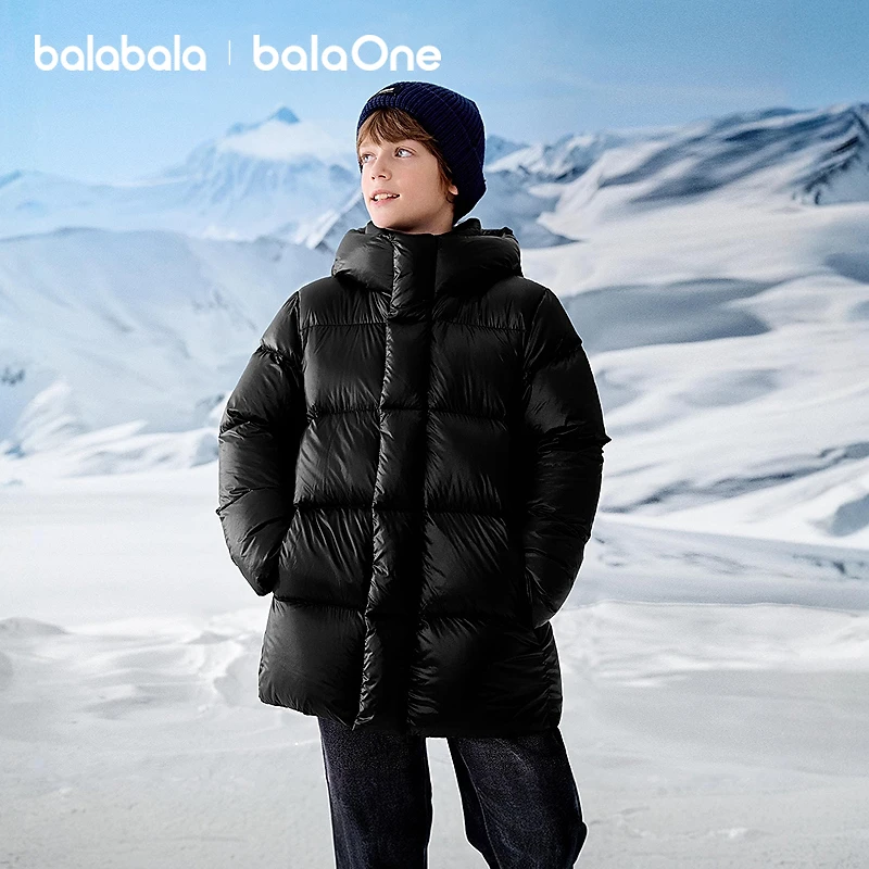 【balaOne】巴拉巴拉儿童羽绒服女童鹅绒加厚冬中长款男童上衣2025