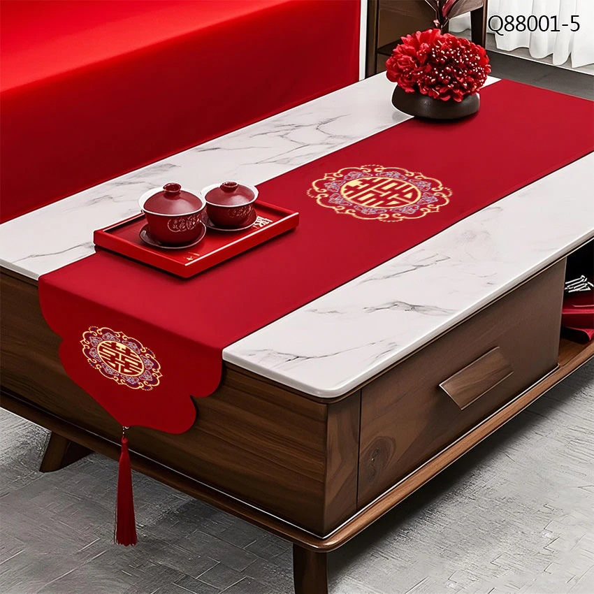 新中式桌旗禅意茶席轻奢高端茶台布艺长条茶几巾茶旗茶桌垫布床旗