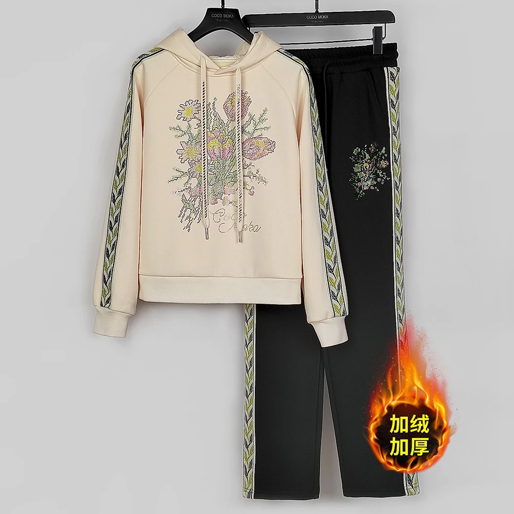 2025新款长袖运动休闲加绒套装女士时尚减龄潮流气质【TZ600】