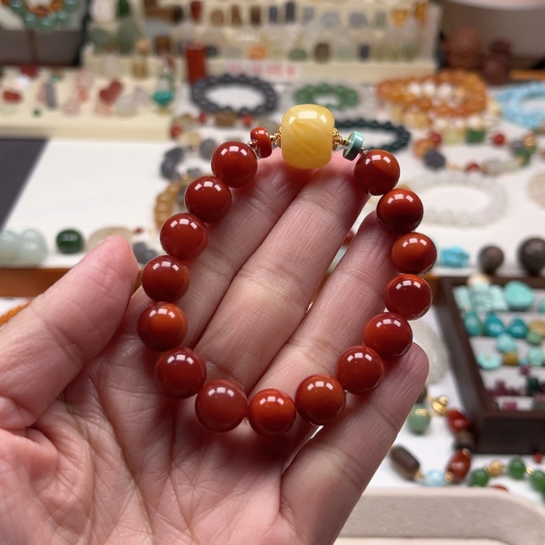 南红玛瑙未镶嵌手链单圈手串