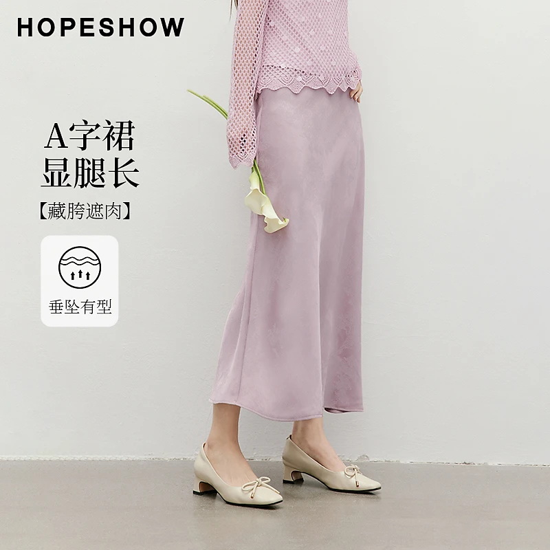 红袖2025夏季新款女装 优雅印花内松紧爽滑缎面半身裙90125101506