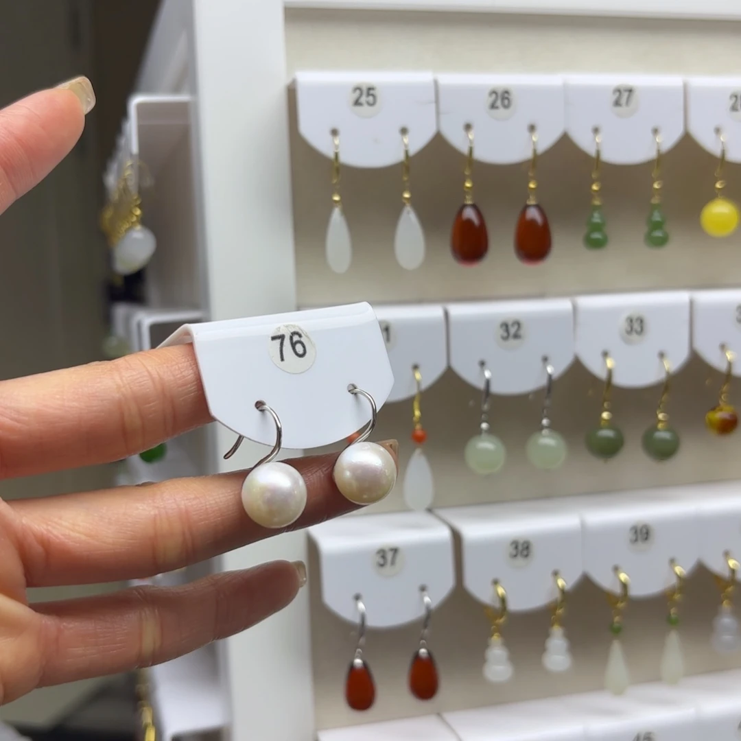 淡水珍珠耳饰银S925镶嵌