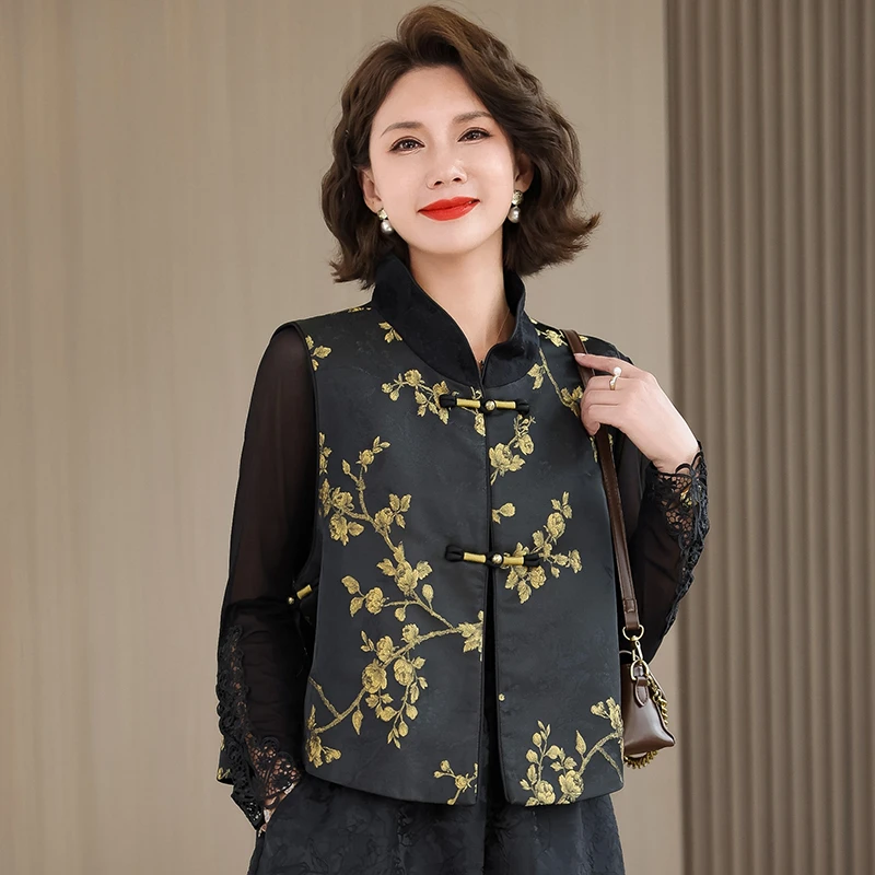 新中式国风复古刺绣背心马甲外穿女2025秋新款爆款坎肩