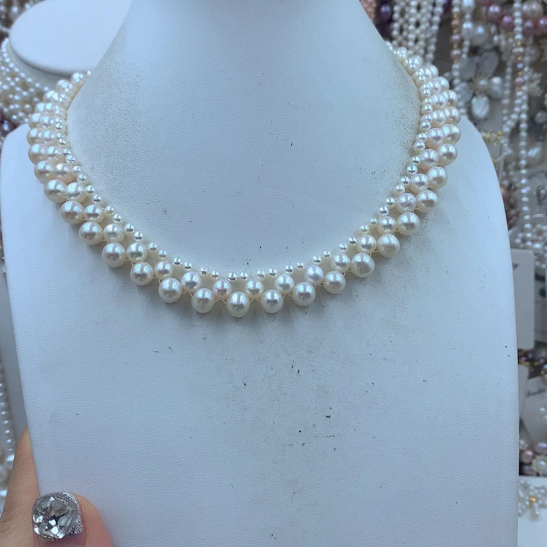 道***然耳饰淡水珍珠银S925镶嵌